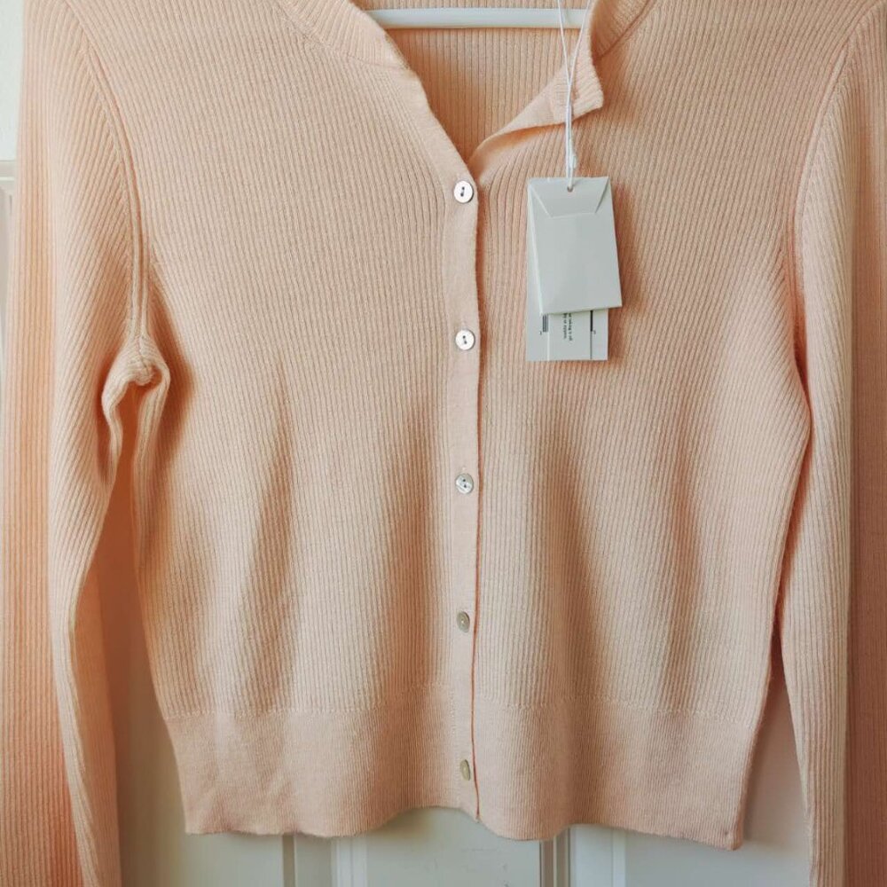 NEW Vince Ribbed Cashmere-Silk Slim Cardigan Spring classic - Picture 5 of 8